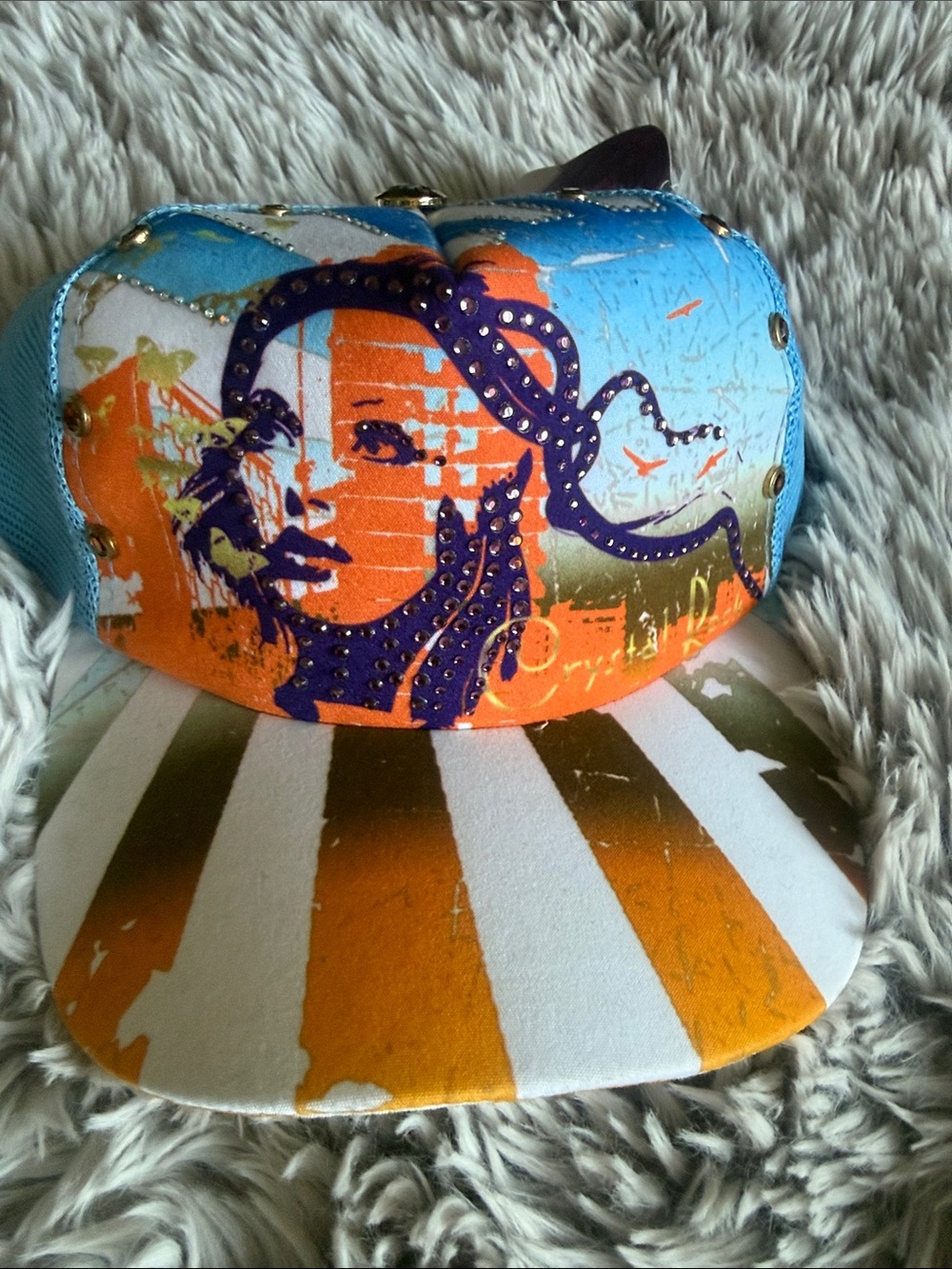 Vibrant Orange & Blue Graphic Trucker Hat